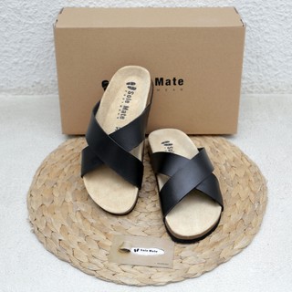 Dép đế trấu birken unisex quai chéo nam nữ chữ x solemate
