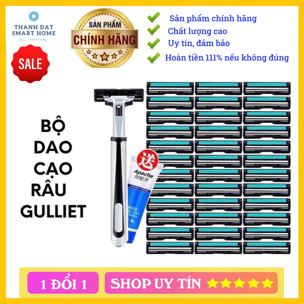 Bộ dao cạo râu tặng 36 lưỡi kép Gulliet + Tặng 1 lọ kem cạo râu HOT