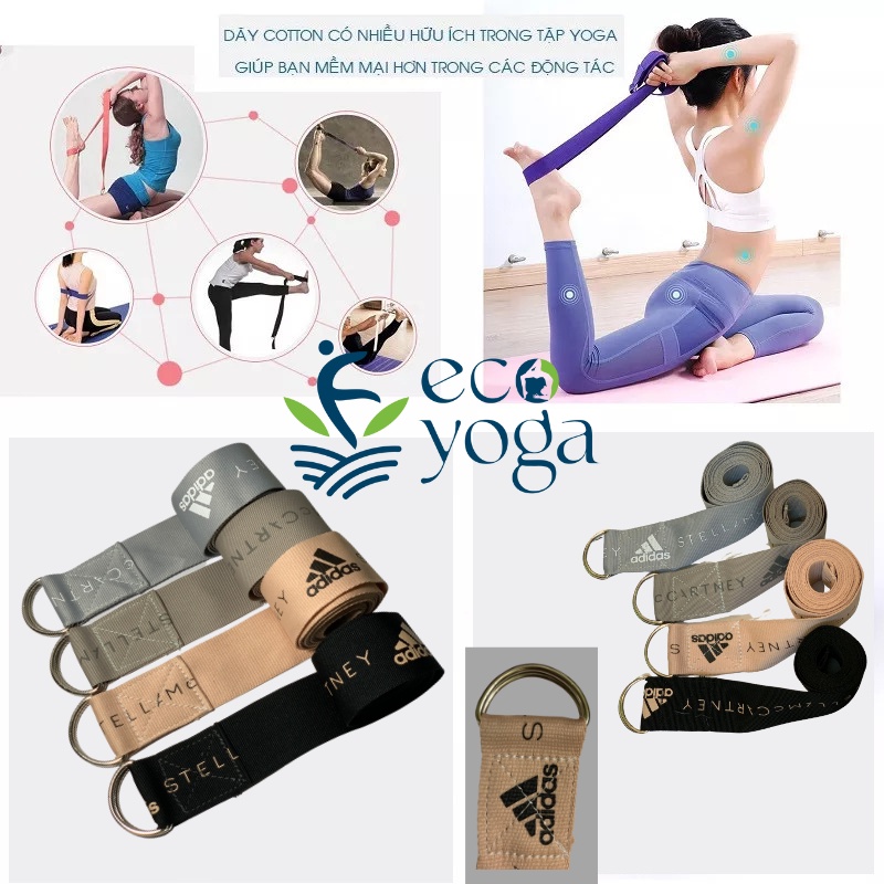 Dây tập Yoga Cotton A didas cao cấp loại tốt giá rẻ 1m8 - Dây đai hỗ trợ kéo giãn chân tay uốn người tập yoga