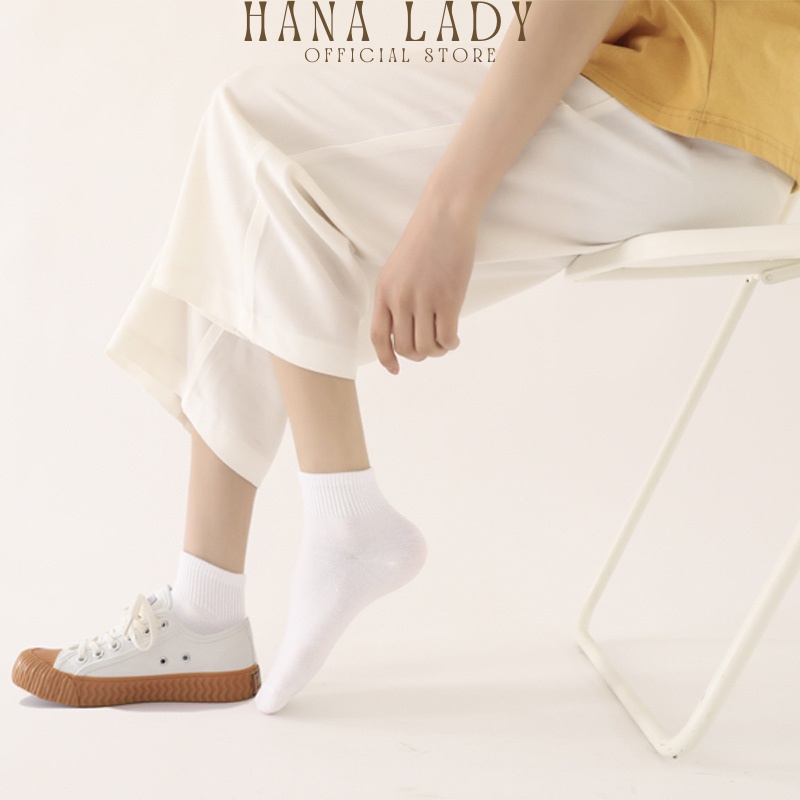 Tất chân trơn unisex phong cách Hàn Quốc chất liệu cotton thông hơi thoáng khí Hanaladystore T024