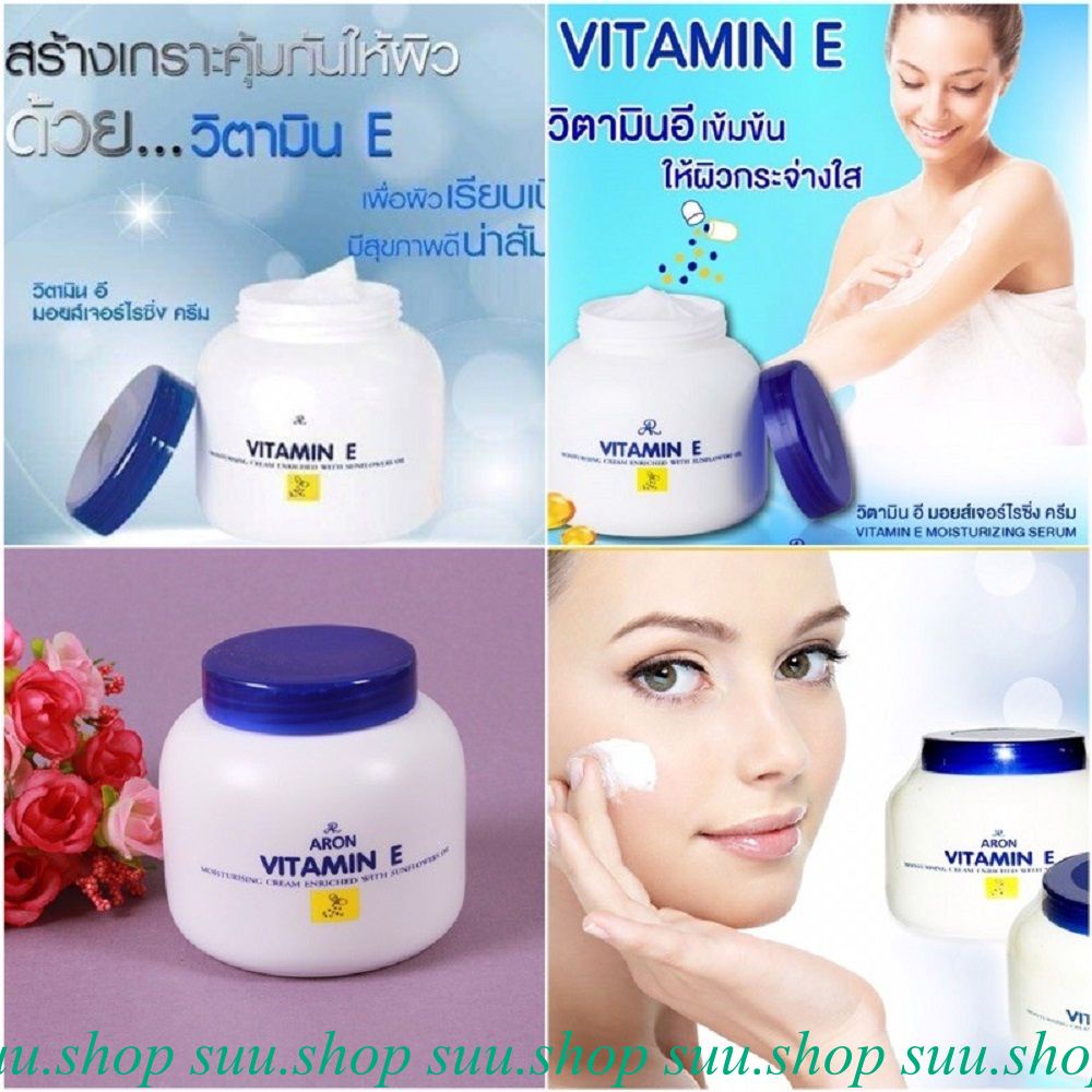 Kem dưỡng ẩm Vitamin E Thái Lan 200ml nắp xanh