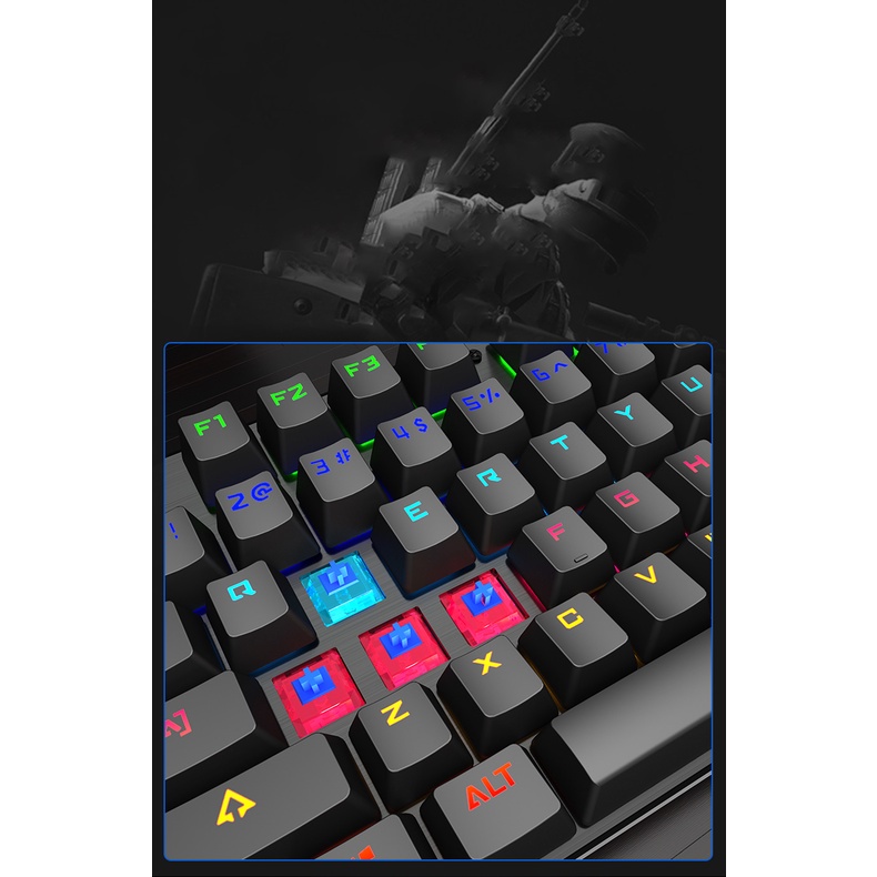 Bàn phím cơ Gaming Leaven K990 - LED RGB Rainbow - chống nước - chống bụi - Blue Switch - Bảo hành 1 năm