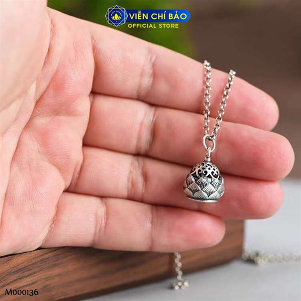 Mặt dây chuyền bạc nữ hoa sen trụ kinh luân chất liệu bạc Thái 925 thời trang phụ kiện trang sức Viễn Chí Bảo M000136