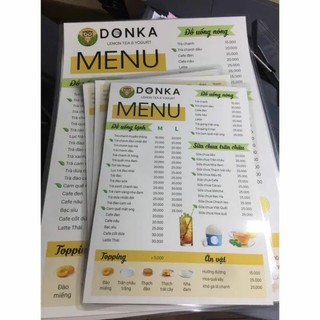 MENU ÉP PLASTIC ( CHỐNG NƯỚC )
