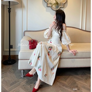 V41 - Đầm trễ vai hoa nhí