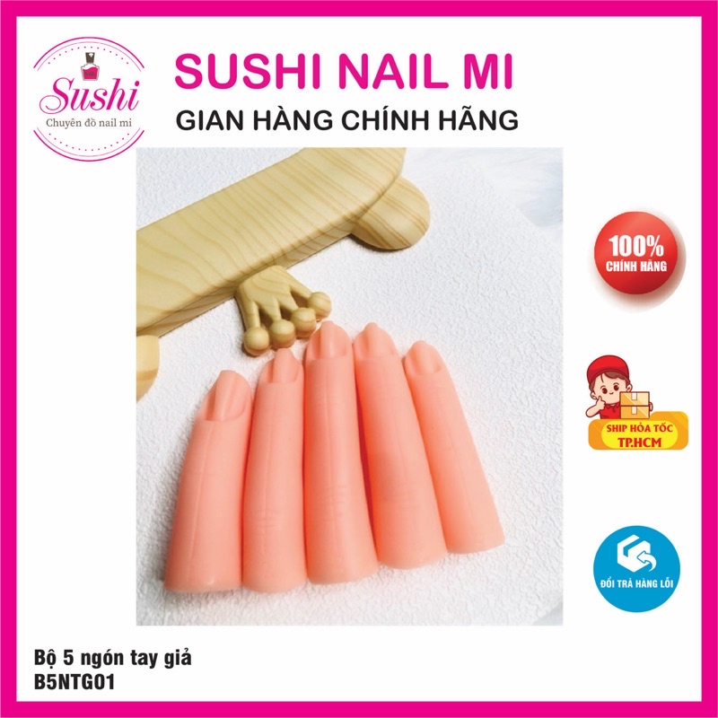 Bộ 5 ngón tay giả silicon  - Ngón thay giả thực hành làm nail, vẽ móng tay - Sushi Nail Mi