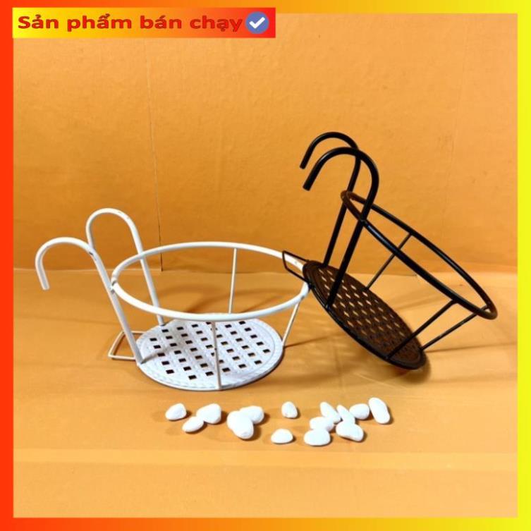Giá sắt tròn treo ban công sơn tĩnh điện cao cấp chống rỉ, giá đỡ chậu cây treo tường loại 1