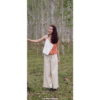 LAMLIY - Áo dây cổ V phối hai màu 2 lớp linen