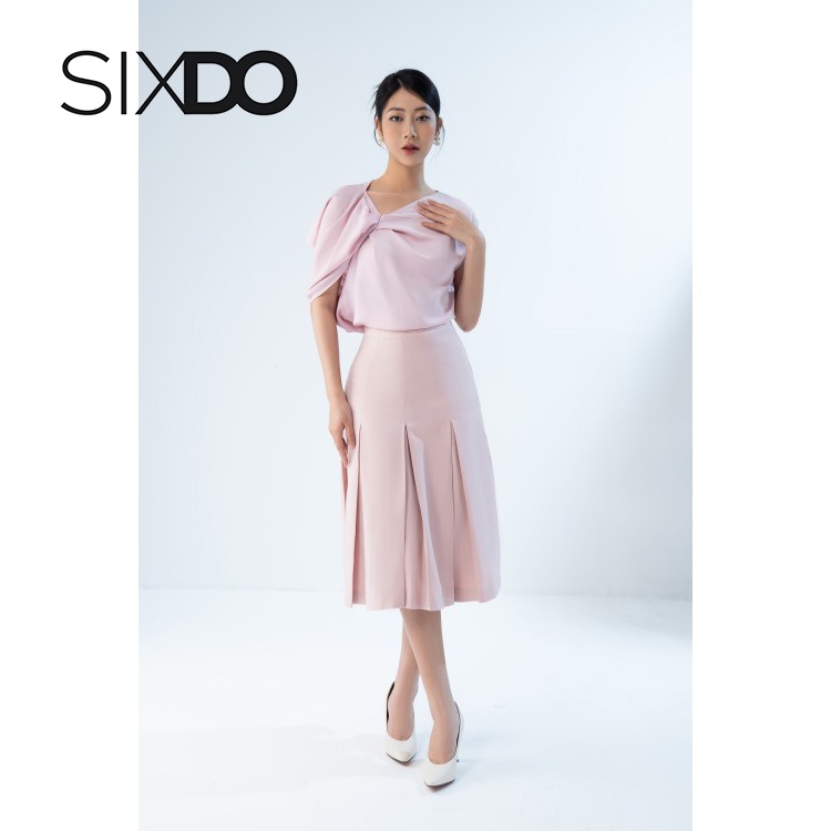 Áo lụa hồng lệch vai freesize thời trang SIXDO