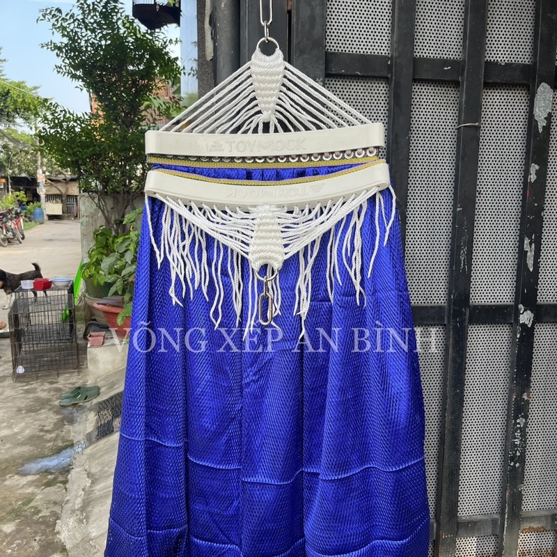 Lưới võng xếp cao cấp, chất liệu polyester 100% không giãn loại lưới cỡ đại, có nẹp nhựa chống lật