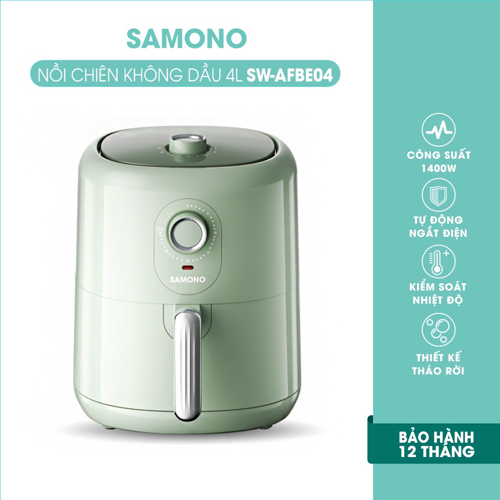 (BH 1 Năm)Samono Nồi chiên không dầu 4L 1400W, tự động ngắt điện an toàn tiện lợi SW-AFBE04