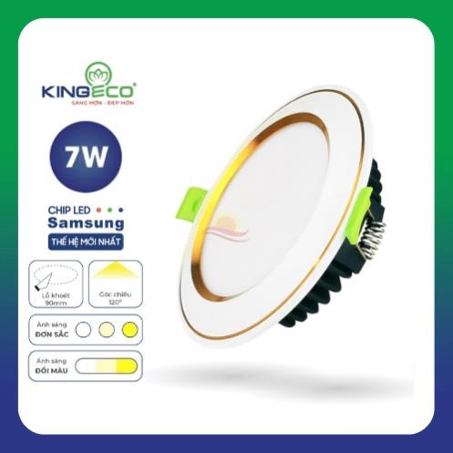 Đèn led trang trí downlight âm trần KINGLED Viền Bạc Viền Vàng mặt cong 7w 9w