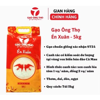 Gạo Én Xuân ông thọ -gạo st24 túi 5kg dẻo mềm