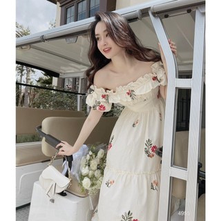Váy trễ vai bèo hoa tầng cho nữ