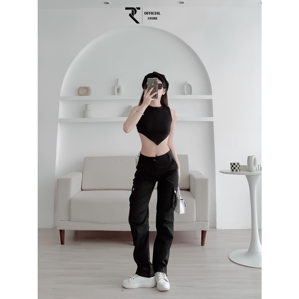 Áo ba lỗ nữ croptop TR Design vạt nhọn thiết kế lạ tanktop dáng ngắn ôm body sexy | BigBuy360 - bigbuy360.vn