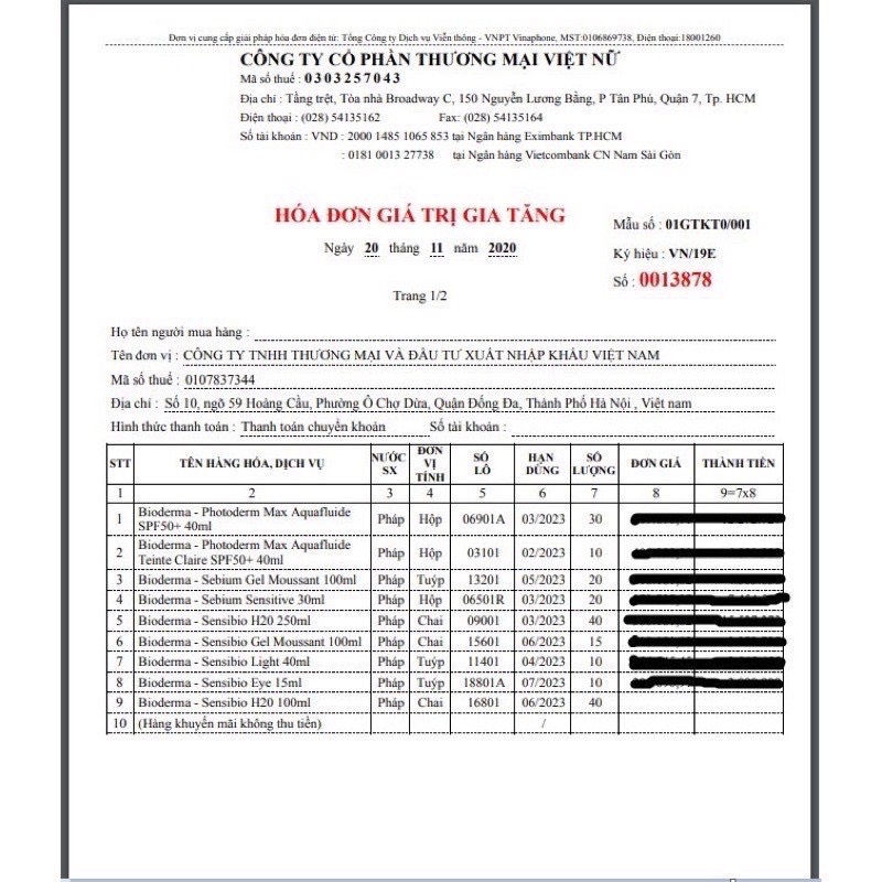 Nước Tẩy trang BIODERMA  Nắp Nhấn 500ml