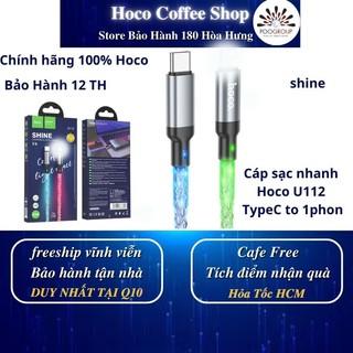 Cáp sạc nhanh Hoco U112 day chạy led lung linh Shine TypeC to 1phon Bảo hành 12 tháng Hoco Store PC
