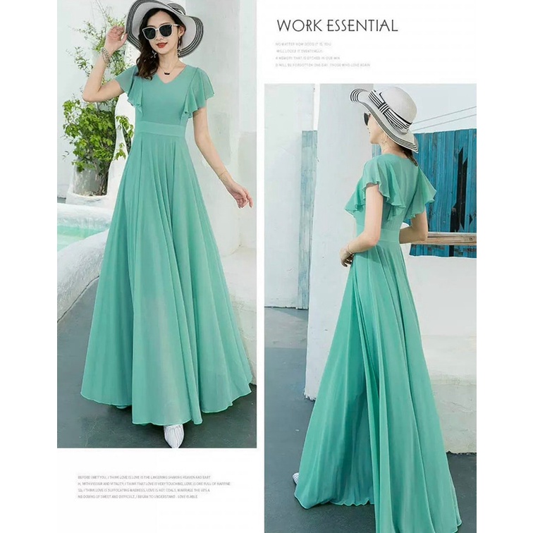 ĐẦM MAXI CỔ V CÁNH TIÊN