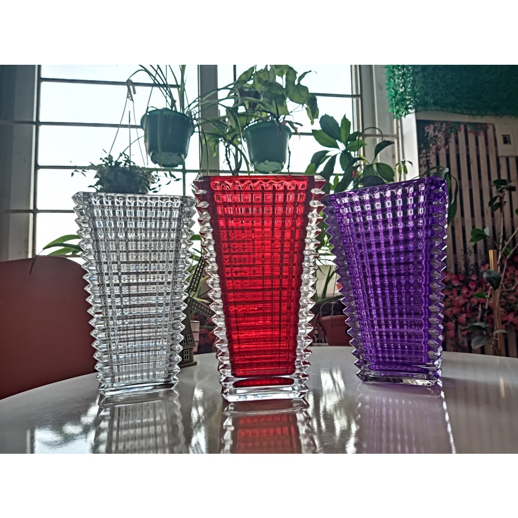 Lọ hoa Thuỷ Tinh Pha Lê Cao Cấp hình Trụ Tháp, Bình hoa thủy tinh Decor Home (ảnh chụp thật)