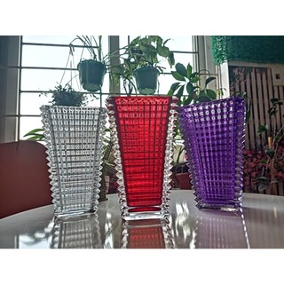 Lọ hoa thuỷ tinh pha lê cao cấp hình trụ tháp, bình hoa thủy tinh decor home