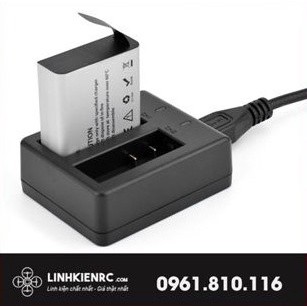 Pin 1350mah và dock sạc đôi cho camera hành trình c1r, ausek, eken, sjcam giá rẻ
