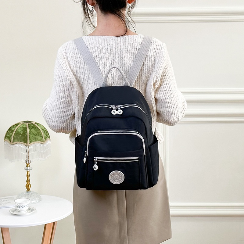 Ba Lô Canvas Siêu Nhẹ Nhiều Túi Phong Cách Hàn Quốc Mới