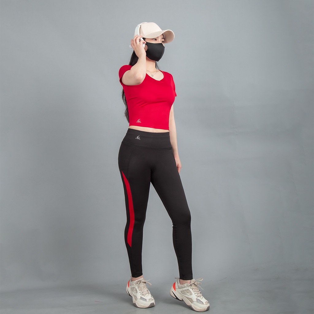 Bộ thể thao Gladimax áo Croptop cộc tay và quần Leggings G09 cá tính, cạp cao tôn dáng mặc đẹp đi tập, đi chơi