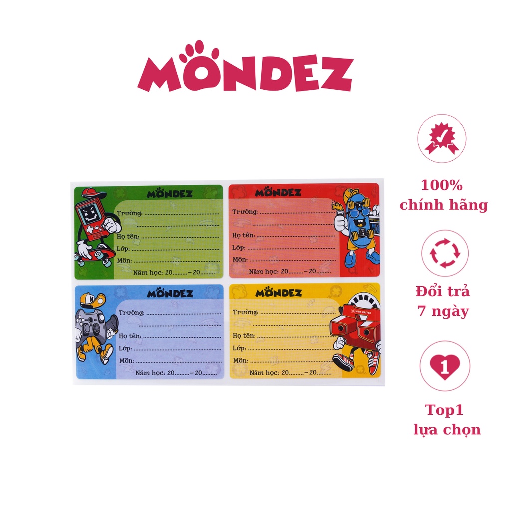 Nhãn Vở MONDEZ Thiết Kế Hình Gaming, Nhiều Màu, Có Keo Dán Sẵn,Chất Liệu Bám Dính Tốt M90052.( 50x80 mm)