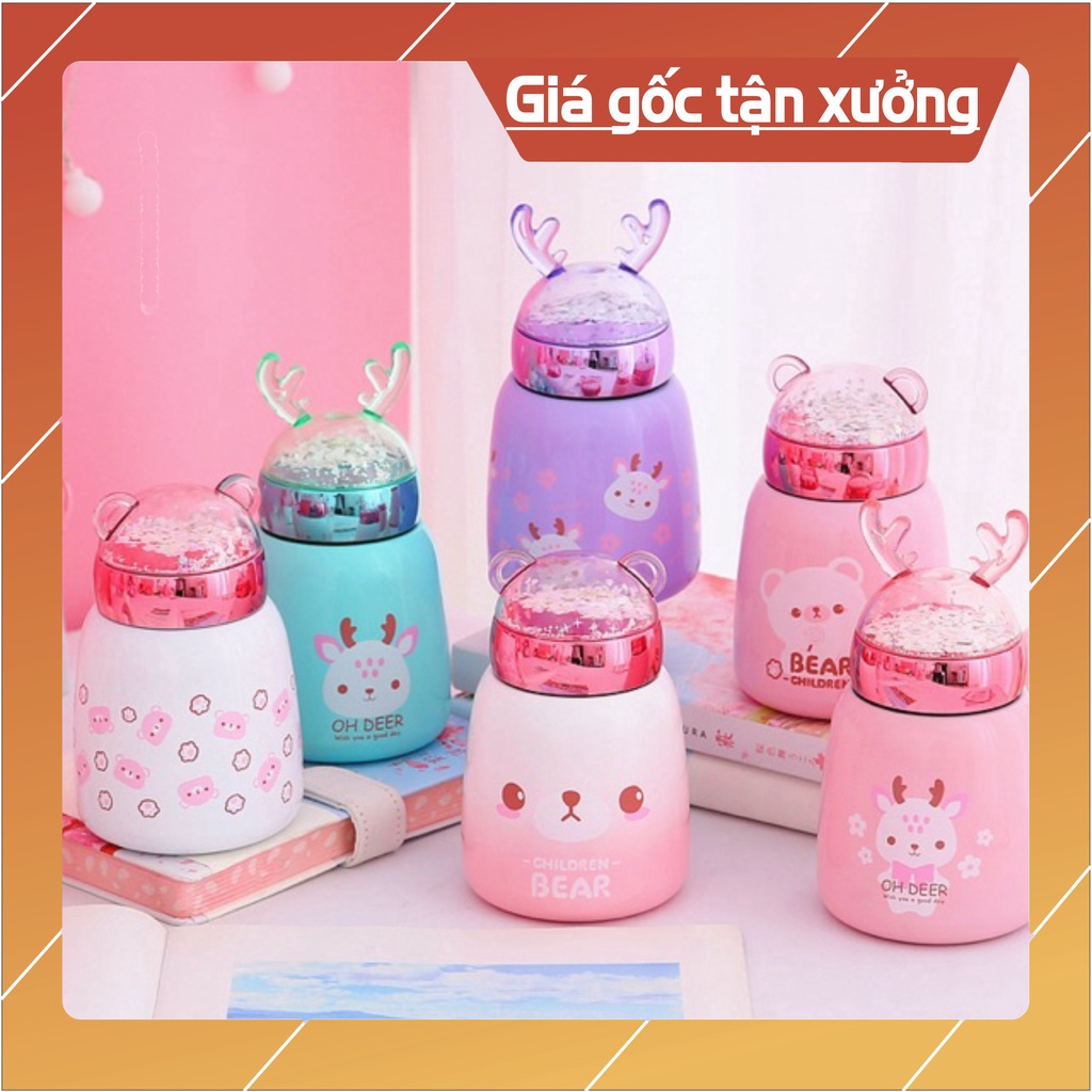 Bình giữ nhiệt heo hồng 350ml dễ thương