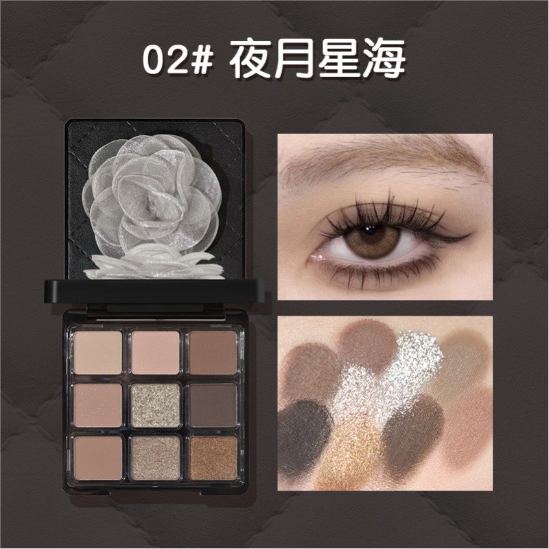 Bảng Phấn Mắt Hold Live Black Pink 9 Ô Màu Lì Và Nhũ Trang Điểm Mắt Khói Tone Tây Thời Trang