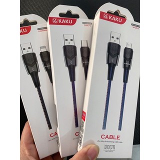 Cáp sạc nhanh bọc vải dù hãng kaku dành cho IP /TypeC / Micro