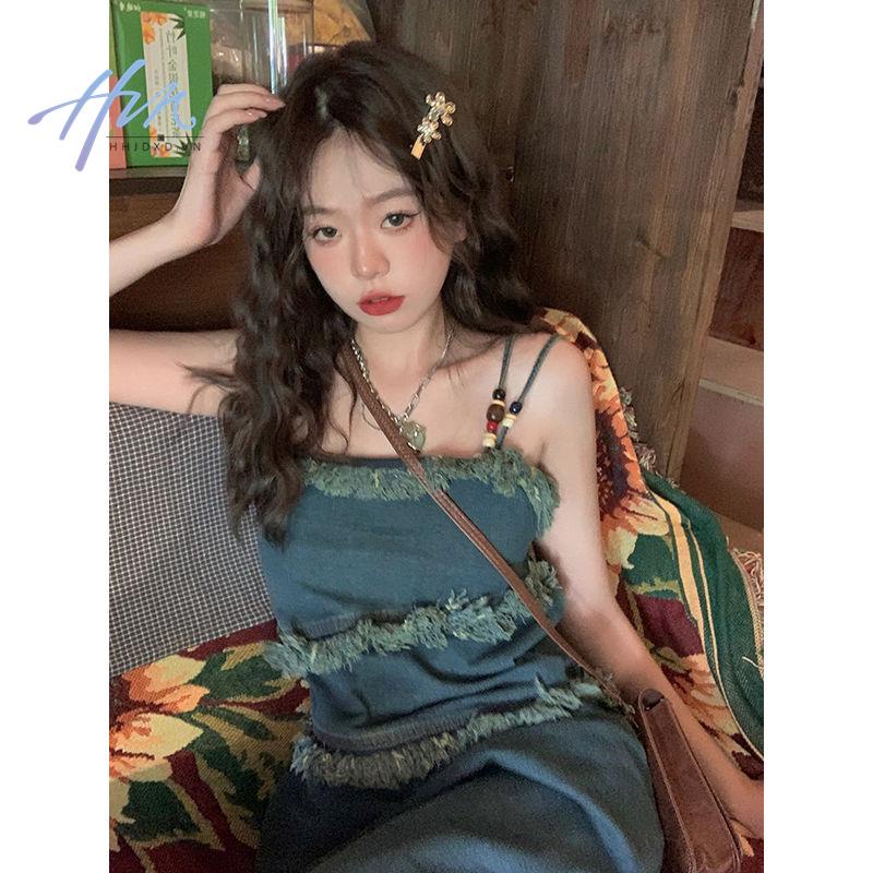 Đầm Yếm Denim Cao Cấp Dáng Ôm Phong Cách Thời Trang Retro Pháp