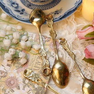 muỗng mạ vàng cán hoa hồng