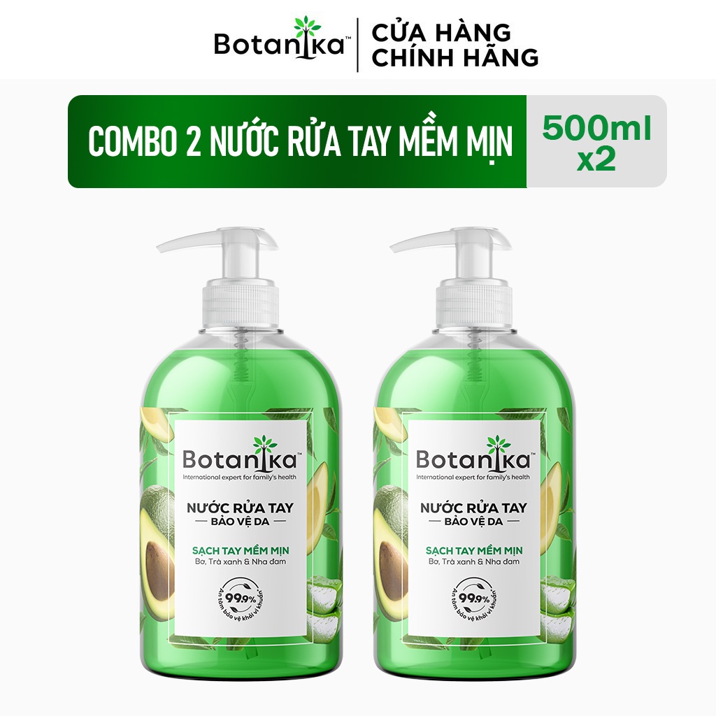 Bộ 2 Nước rửa tay mềm mịn Botanika 500ml