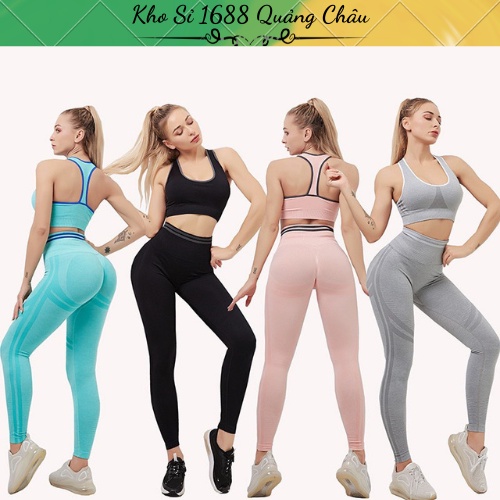 Set Đồ Tập Gym, Yoga, Aerobic VẢI DỆT KIM chất siêu co giãn thoải mái - Hàng Quảng Châu Cao Cấp
