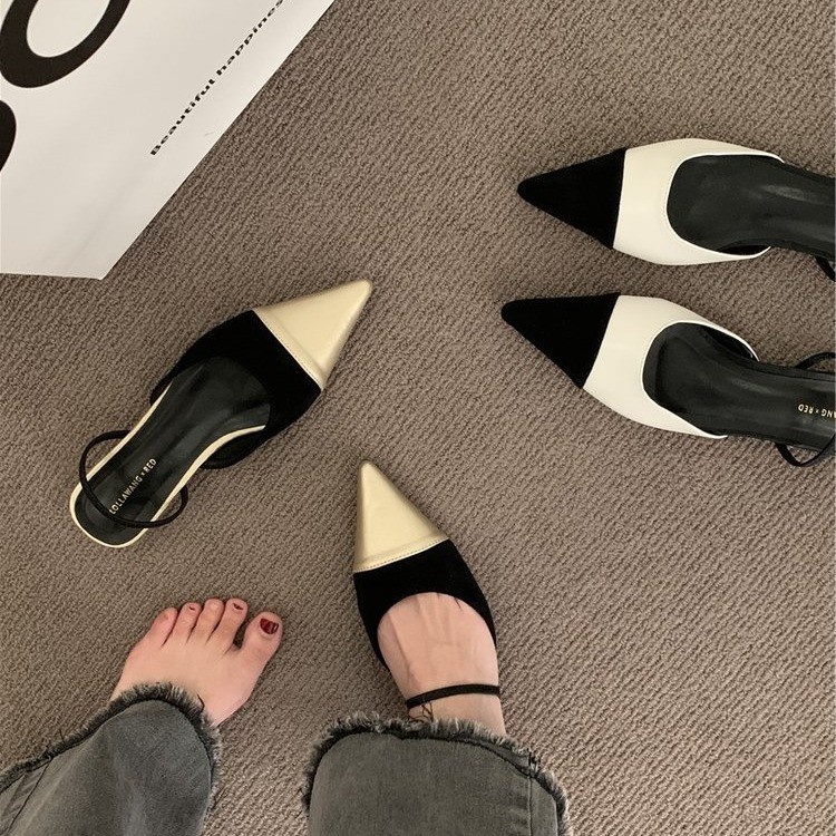 Giày Sandal Mũi Nhọn Gót Thấp Thời Trang Dành Cho Nữ Size 35-39