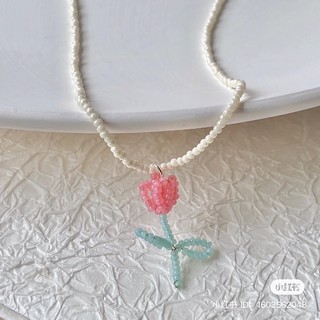 Vòng cổ, nhẫn hạt cườm hình hoa tulip handmade CHILLMEOW