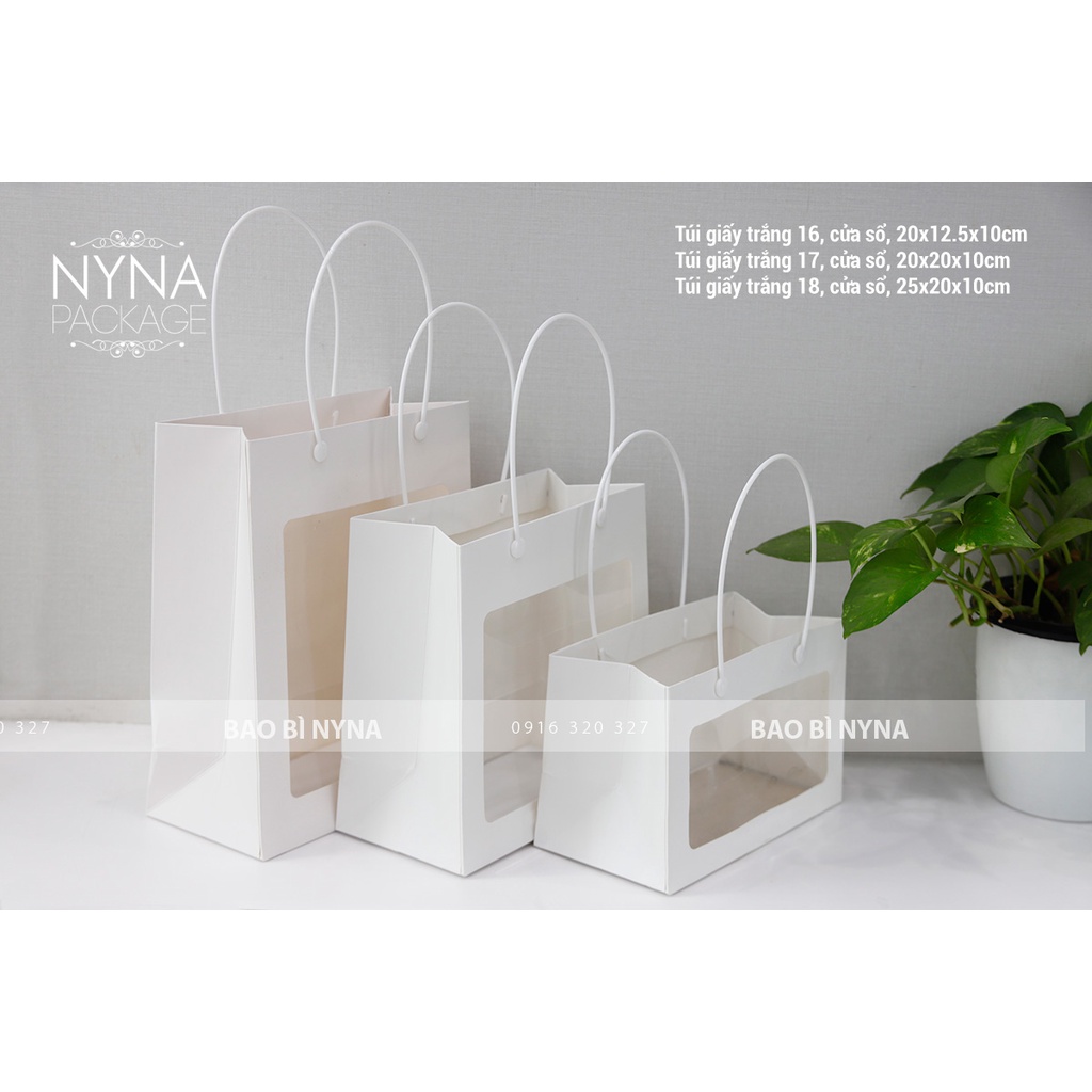 COMBO 10 Túi giấy trắng 17, cửa sổ, 20x20x10cm