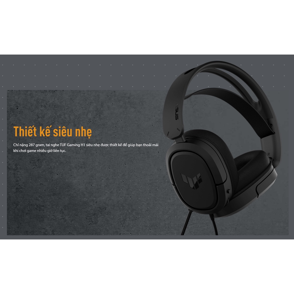 Tai nghe ASUS TUF Gaming H1 - Âm thanh vòm ảo 7.1