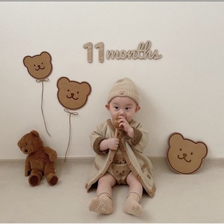 [BEAR ROOM] Set 2 gấu nâu bằng gỗ decor phòng bé
