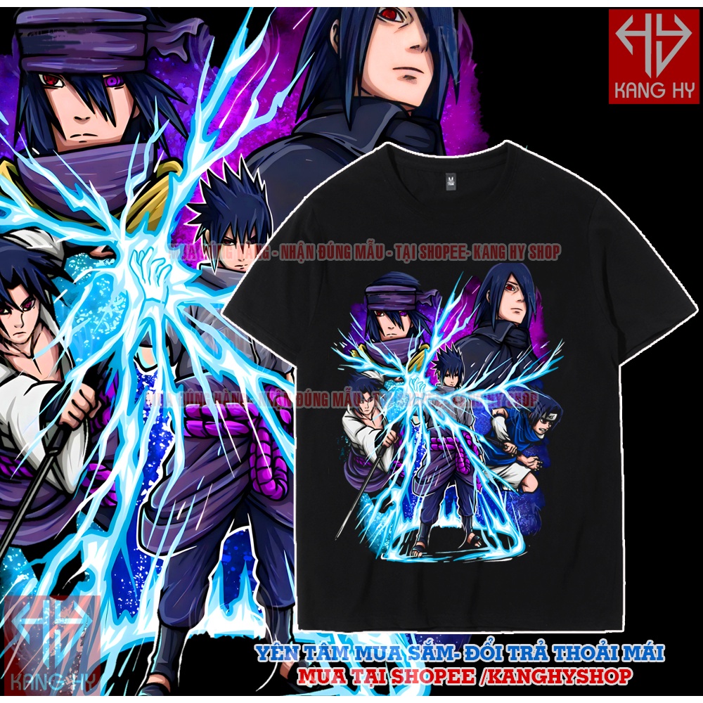 (New) áo thun Anime Sasuke Naruto Màu Đen (có size trẻ em) F418