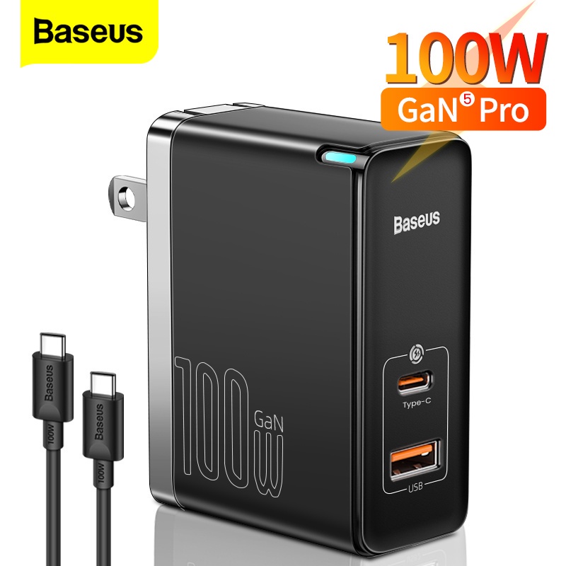 Củ Sạc Nhanh 100W GaN5 Pro Baseus, 2 Cổng (1C +1U), hỗ trợ sạc nhanh cho các thiết bị điện thoại, máy tính, BH 12 tháng