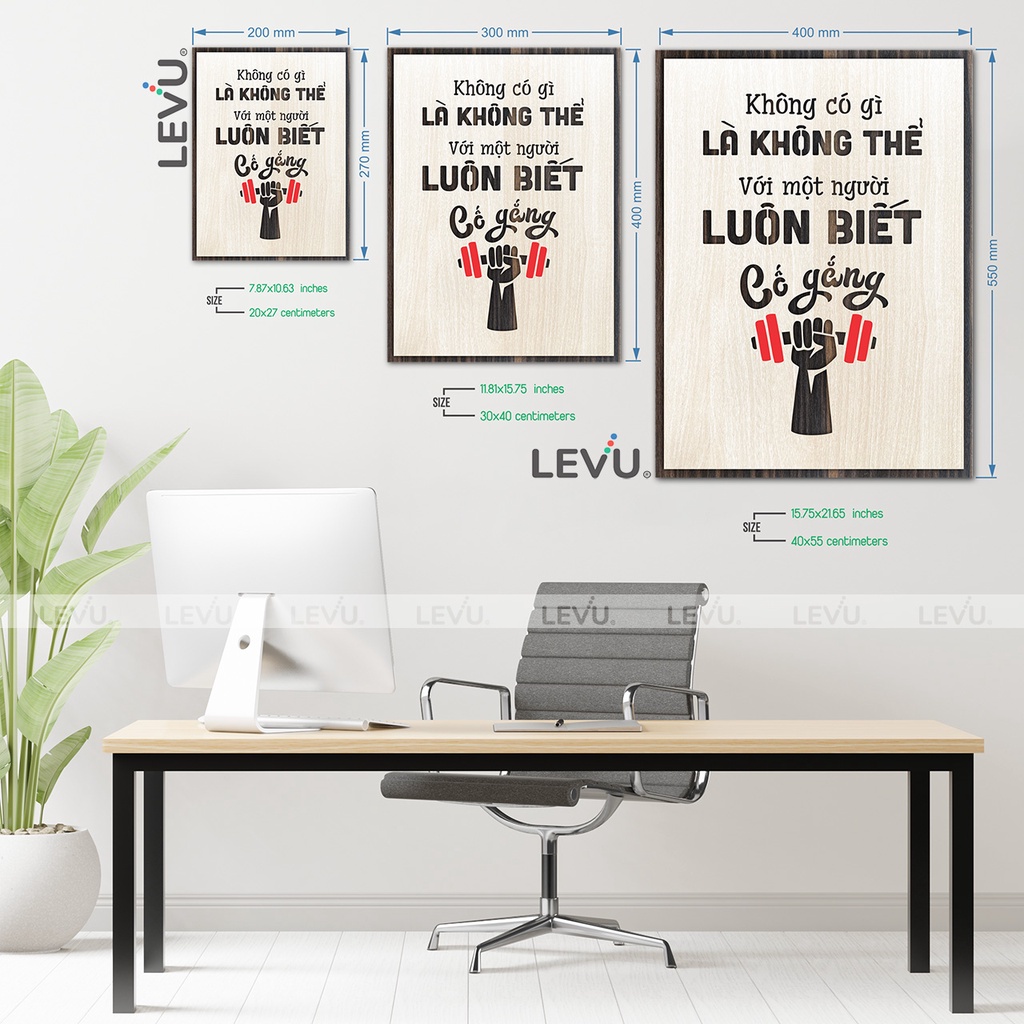 Tranh Decor tạo động lực theo tên slogan những câu nói hay LEVU023