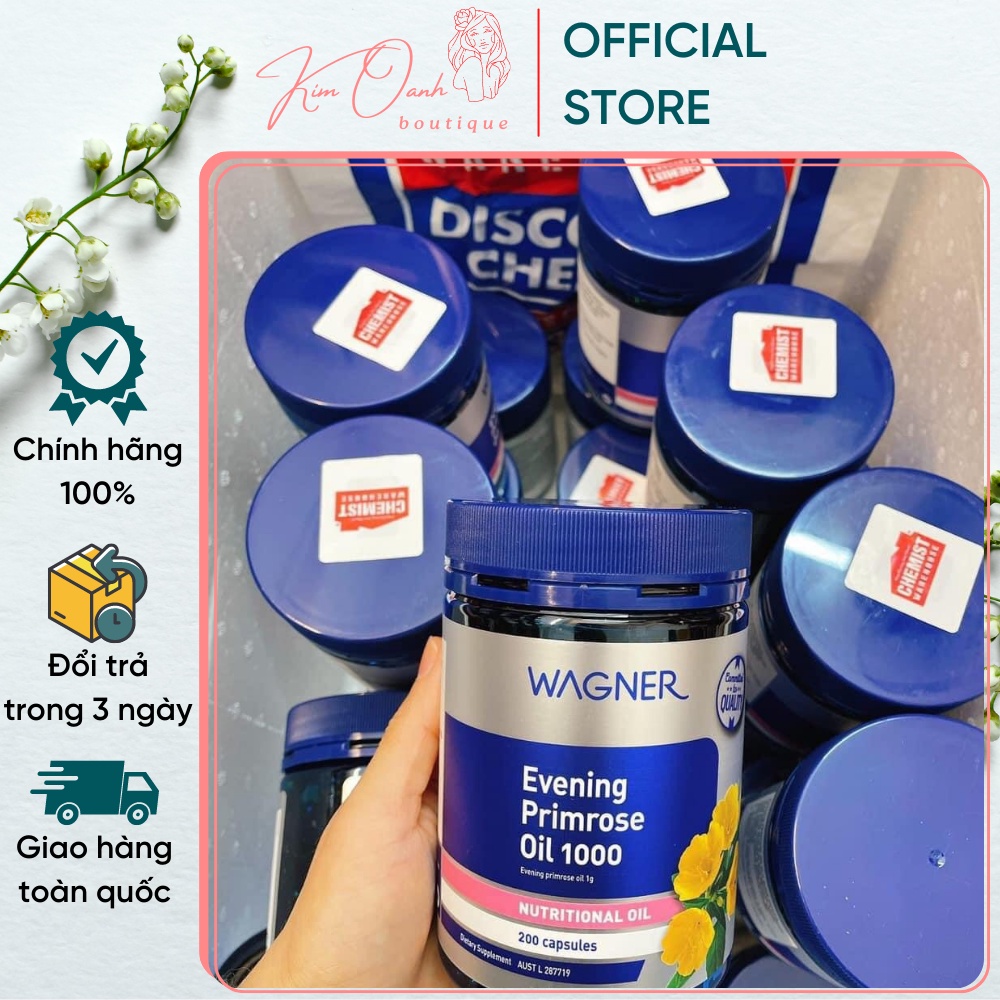 Tinh dầu hoa anh thảo Wagner Evening Primrose Oil 1000 [ RẺ NHẤT ] Viên uống tăng cường nội tiết tố nữ 200 Viên