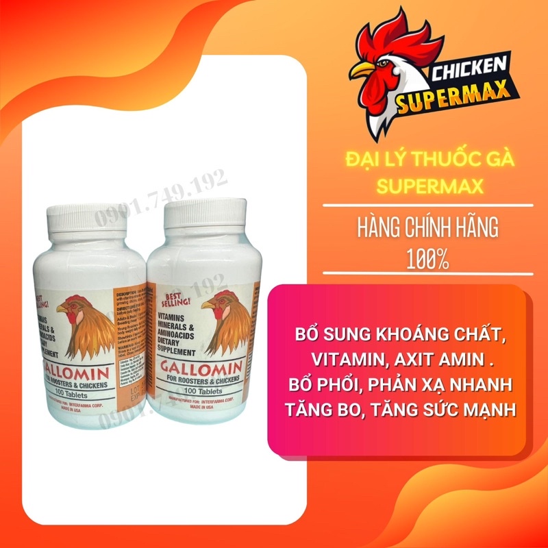 Gallomin Hủ 100V của Mỹ Khoáng chất và Vitamin cho Gia Cầm