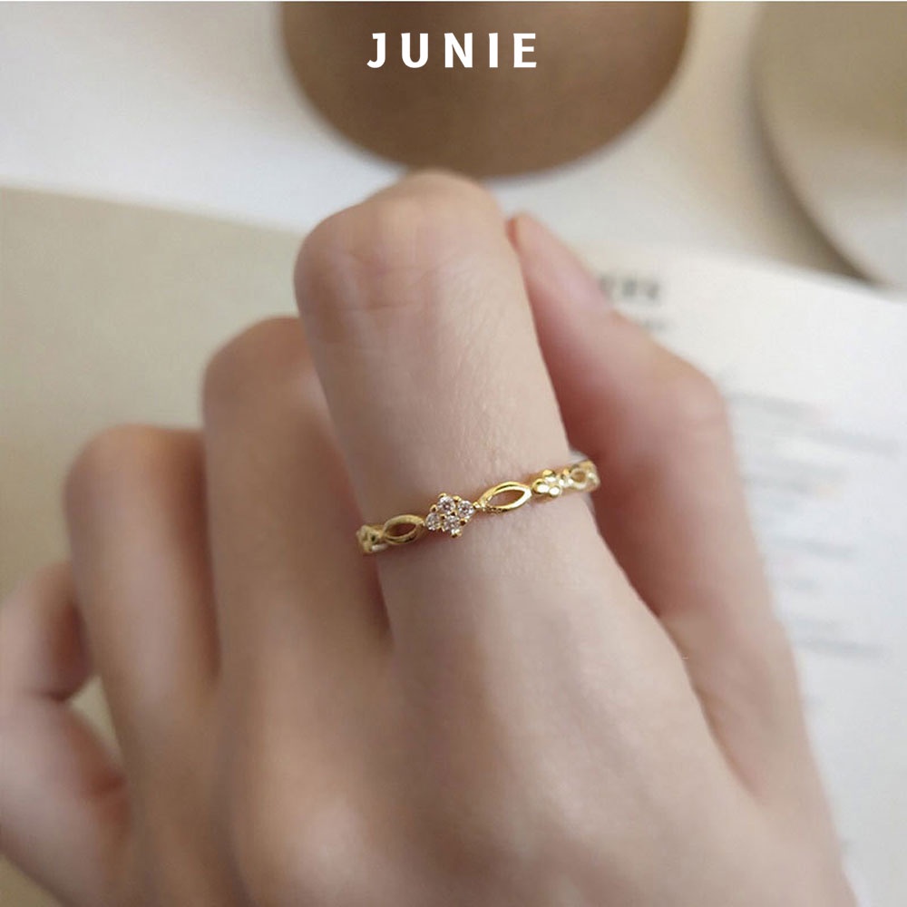 Nhẫn Leona Chế Tác Từ Bạc S925 Cao Cấp Mạ Vàng 14 K, Phong Cách Thanh Thoát, Nhẹ Nhàng- JUNIE