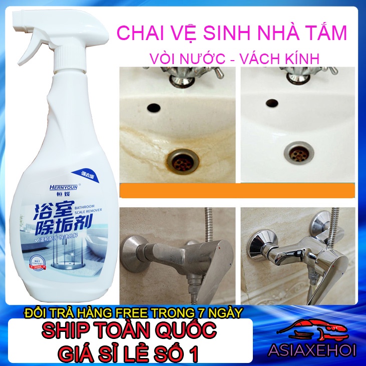 Vệ Sinh Nhà Tắm - Chai Xịt Làm Sạch Vòi Hoa Sen - Tẩy Cặn Canxi Vách Kính, Gương, Bể Cá - Tẩy Trắng Bồn Rửa
