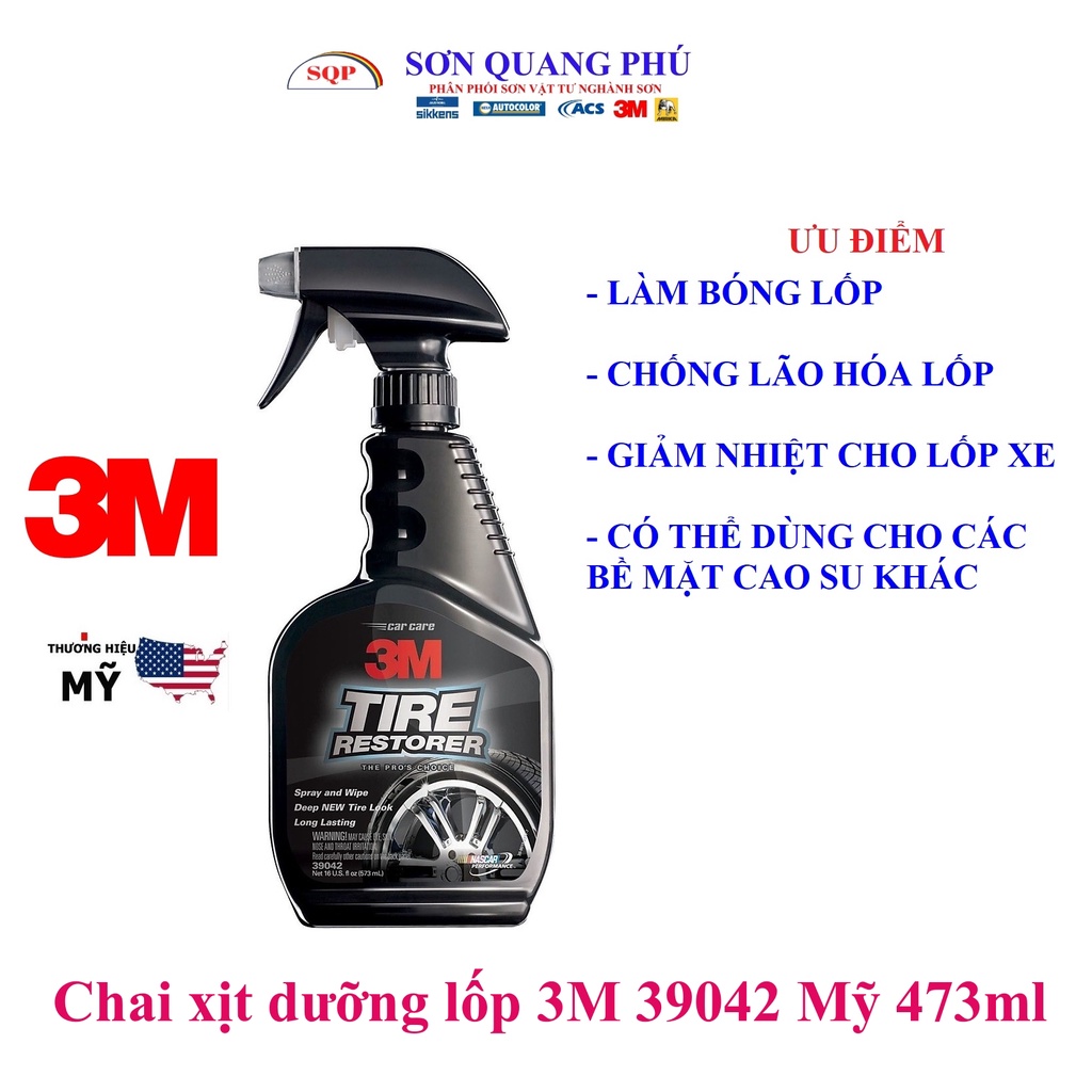 3M39042 Chai xịt dưỡng lốp 3M hàng Mỹ 473ml, dung dịch chăm sóc và phục hồi cao su ( chăm sóc xe ) SONQUANGPHU8856