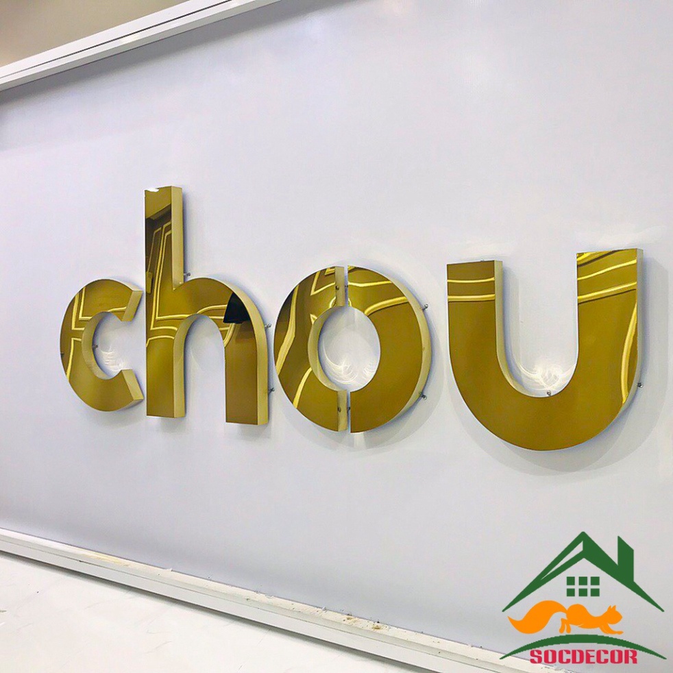 Logo Chữ Nổi Đèn Hắt Sáng Chân.Biển Alu Nổi.Logo Sáng Chân Mặt Alu Gương-Gia Công Theo Yêu Cầu.