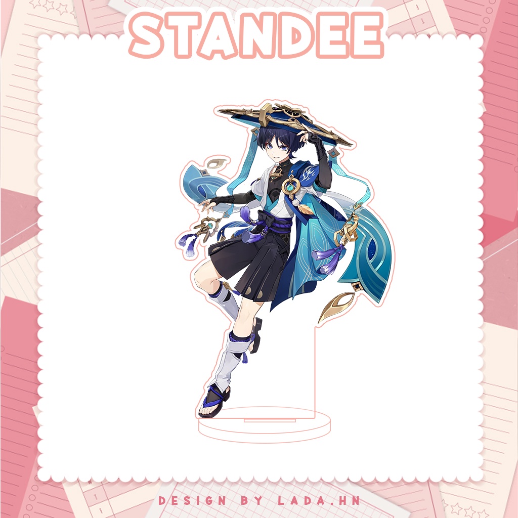 Móc khóa mô hình standee đứng để bàn Wanderer Genshin Impact Lada anime đáng yêu chibi trang trí quà tặng
